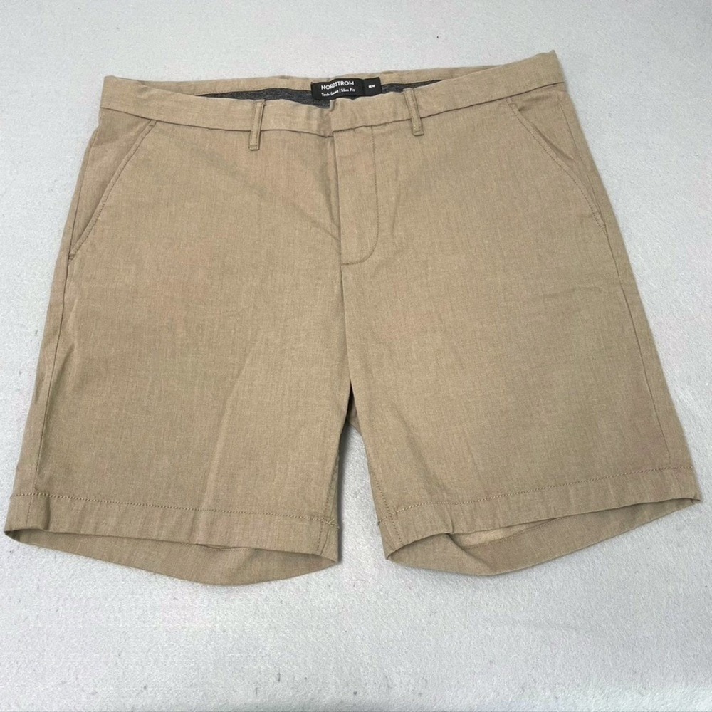 Nordstrom Tech-Smart Slim Fit Mens 35W Tan Khaki Chino Shorts N0468215MN